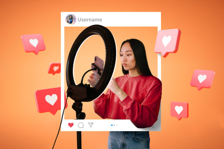 Chica graba un vídeo para Instagram