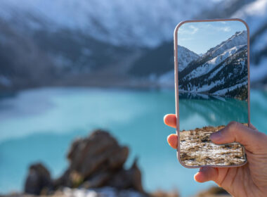 foto del lago en el teléfono