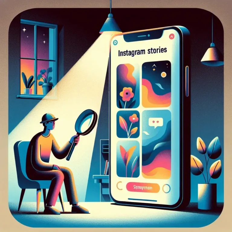 "Visualizador de Historias de Instagram: Usuario anónimo utilizando una herramienta en su dispositivo móvil para ver Stories de forma privada, resaltando la funcionalidad y beneficios de la guía completa sobre cómo ver historias sin ser visto."