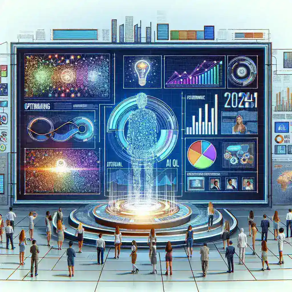 "Infografía que ilustra estrategias efectivas para utilizar inteligencia artificial en la optimización de campañas publicitarias en 2024, destacando herramientas y técnicas clave."