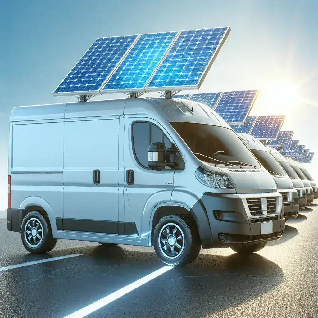 "Nuevo vehículo eléctrico de Correos con tecnología de carga solar, simbolizando un avance hacia la sostenibilidad en el transporte postal."